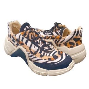 MARK Nason Neo Block Mix Up Chunky Sneakers Animal Hair Print Women’s US 7.5